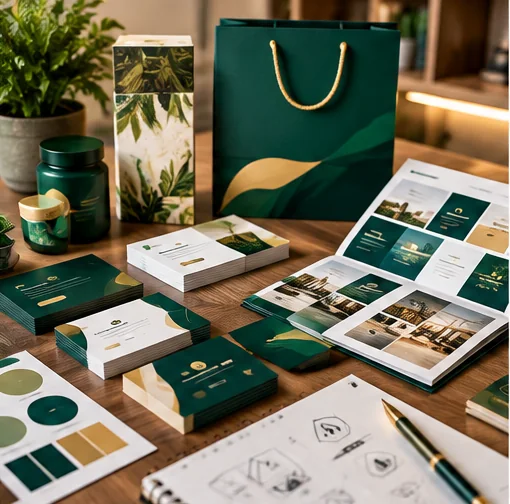 Brand identity, packaging and printed marketing materials