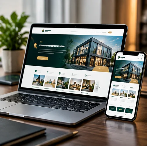 Responsive website and online store design on laptop and phone